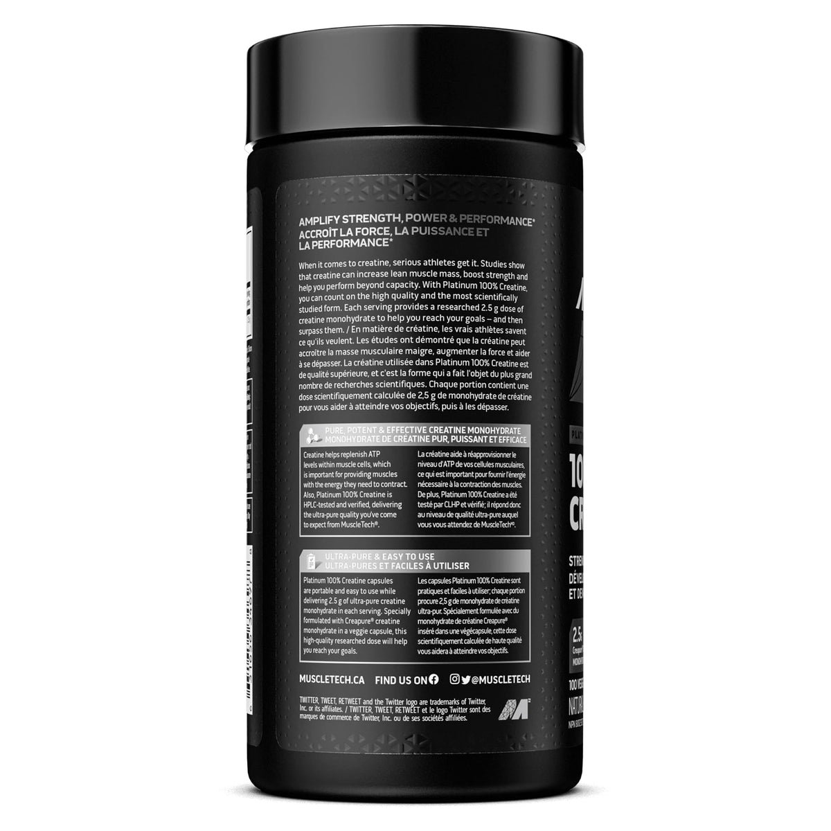 MuscleTech Platinum 100% Creatine for Men & Women, 100 Vegan Capsules