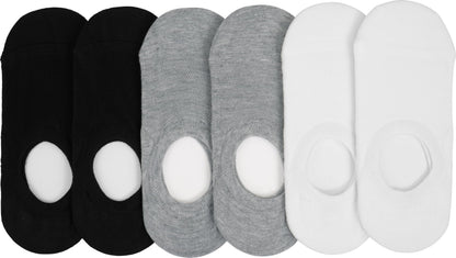 BenSorts Pack of 6 Low Cut Ankle Style Socks for Women Liner Non Slip Invisible Hidden Socks White Black Gray 6 Pairs Size 5 6 7 8
