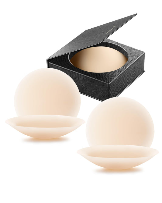 VOCH GALA Nipple Cover for Women 2 Pairs, Reusable Sticky Bra, Ultra Thin Nipple Pasties, Travel Essentials Crème