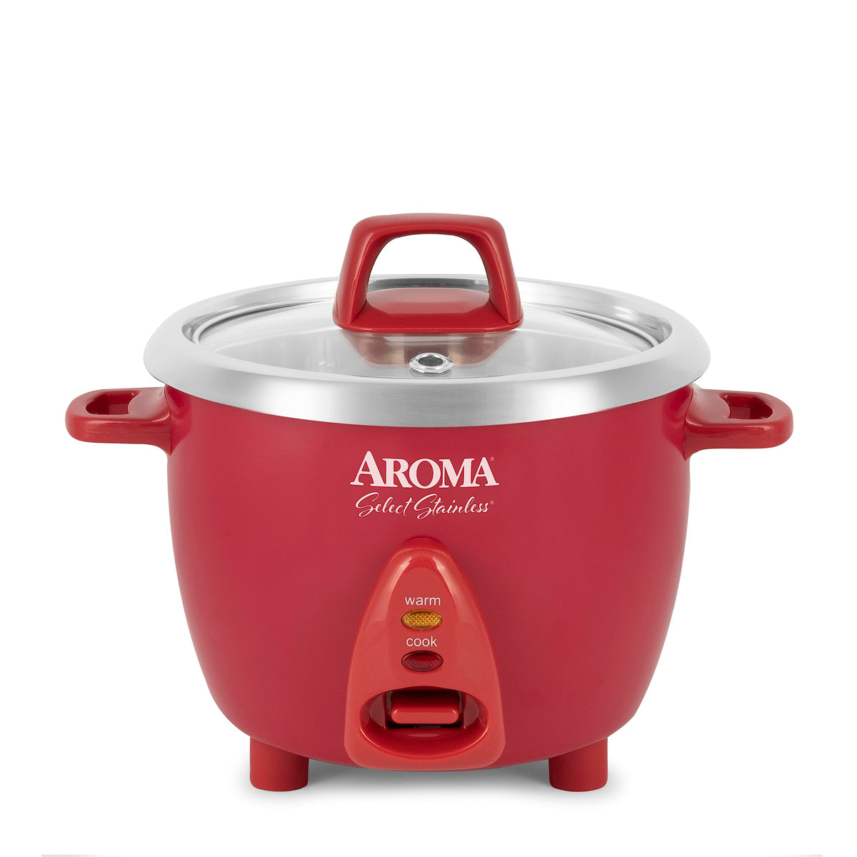Aroma Housewares Select Stainless Rice Cooker & Warmer with Uncoated Inner Pot, 6-Cup(cooked)/ 1.2Qt, ARC-753SGR, Red