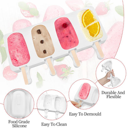 Popsicle Molds 2Pcs, Silicone Ice Cream Molds ice Lolly Moulds with Lid, 100 Sticks and 50 Bags for Ice Pop Cakesicle Dessert, BPA Free - Available at All In One Marketplace Canada