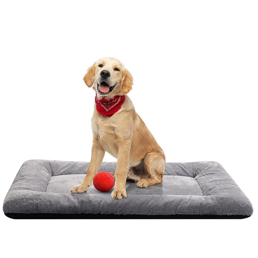 VERZEY Medium/Large Dog Bed Mat Crate Pad, 36" Metal Crates Fit, Ultra-Soft, Machine Washable & Anti-Slip Kennel Mat, Cozy Sleeping Mat for Medium/Large Dogs, Gray, 36L x 23W x 1H Inches