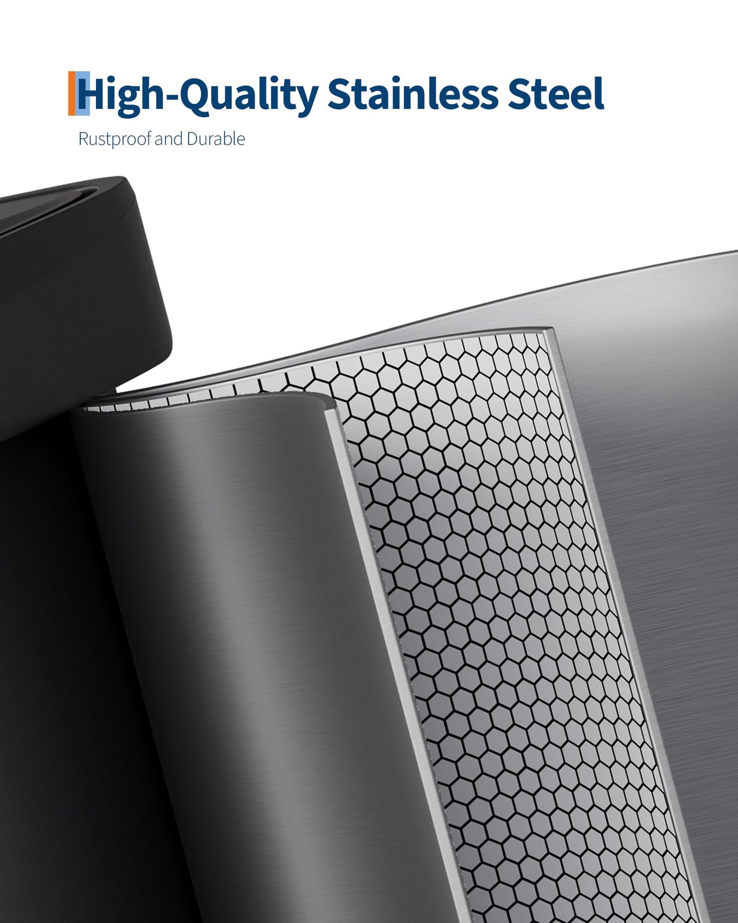 Garvee 13 gal / 50 L Stainless Steel Trash Can with Lid, Large Garbage Can for Kitchen, Rustproof Step-on Kitchen Metal Trash Bin with Liner Rim, Rear Handle, Soft Close Plastic Lid, Silver Garvee