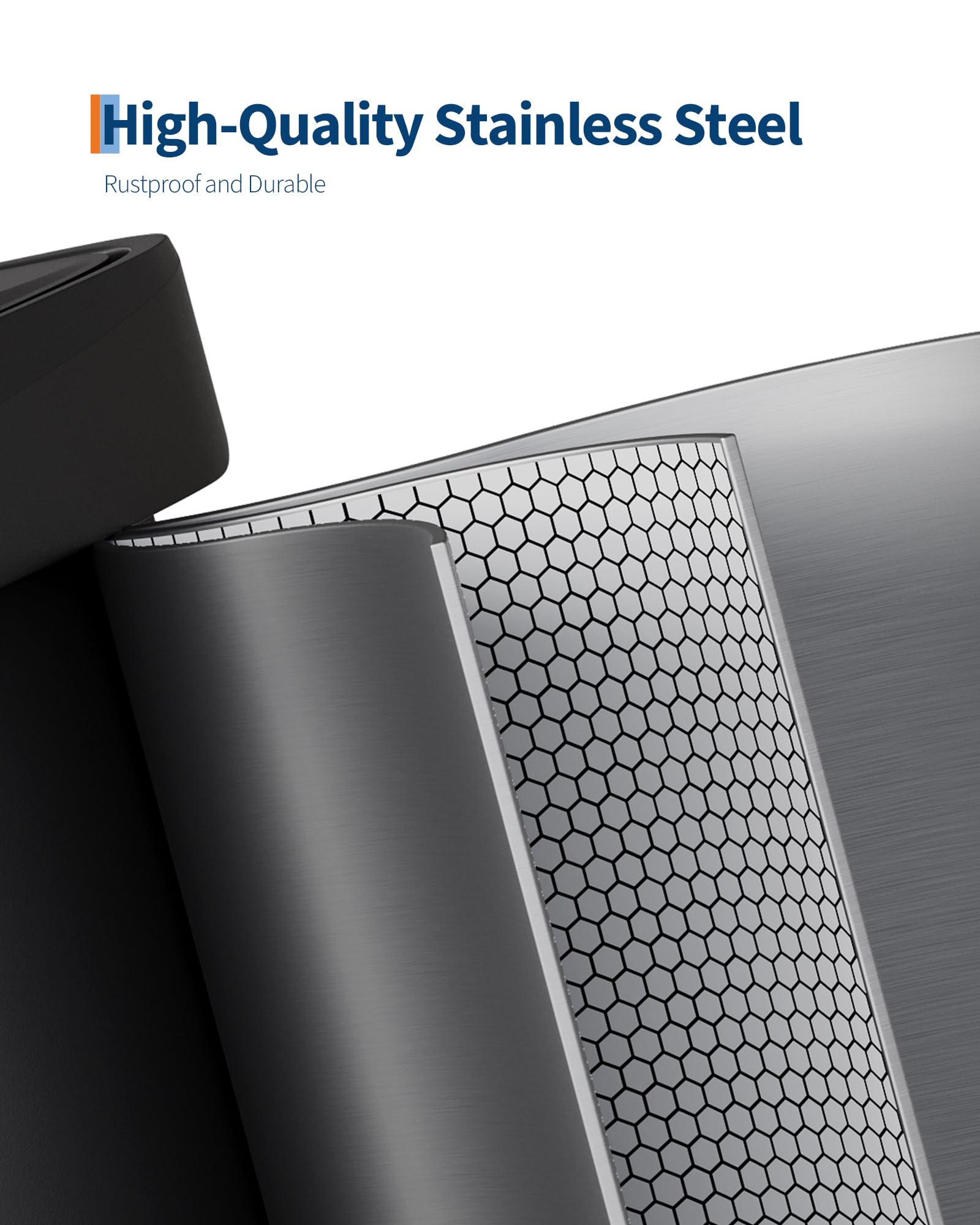 Garvee 13 gal / 50 L Stainless Steel Trash Can with Lid, Large Garbage Can for Kitchen, Rustproof Step-on Kitchen Metal Trash Bin with Liner Rim, Rear Handle, Soft Close Plastic Lid, Silver Garvee