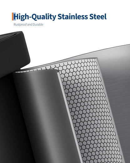 Garvee 13 gal / 50 L Stainless Steel Trash Can with Lid, Large Garbage Can for Kitchen, Rustproof Step-on Kitchen Metal Trash Bin with Liner Rim, Rear Handle, Soft Close Plastic Lid, Silver Garvee