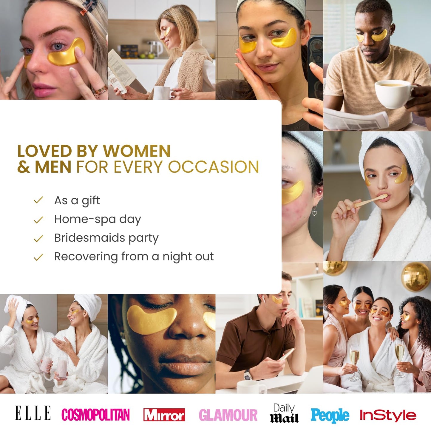 PLANTIFIQUE 24K Gold Under Eye Patches - Dermatologist Tested - 20 Pairs Cooling Eye Masks for Dark Circles & Puffiness, with Collagen & Hyaluronic Acid - Patch Yeux - Available at All In One Marketplace Canada