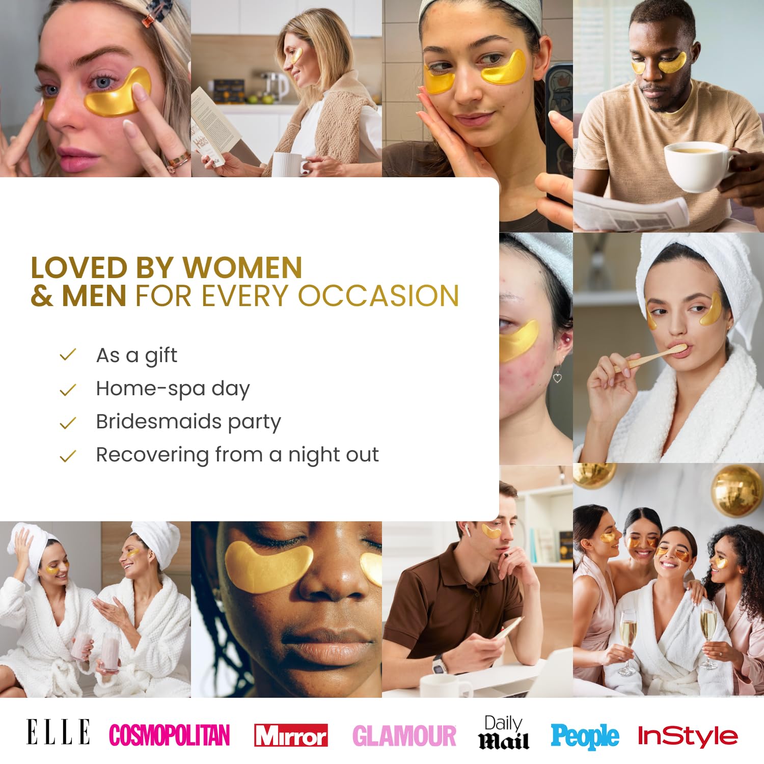 PLANTIFIQUE 24K Gold Under Eye Patches - Dermatologist Tested - 20 Pairs Cooling Eye Masks for Dark Circles & Puffiness, with Collagen & Hyaluronic Acid - Patch Yeux - Available at All In One Marketplace Canada