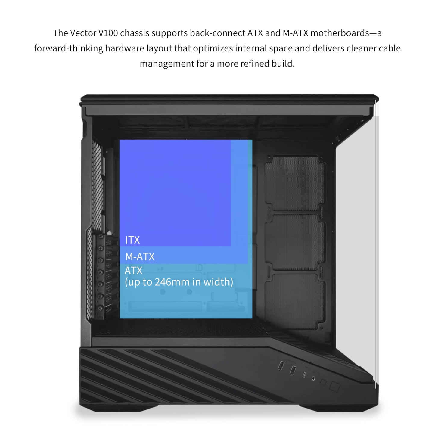 Lian Li Vector V100 ATX Mid-Tower PC Case with 4 ARGB PWM Fans, Black Lian Li