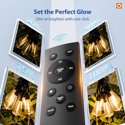 addlon 100FT (50FTx2) Outdoor String Lights Waterproof Shatterproof with 32 LED Edison Bulbs, Dimmable Connectable Patio Lights for Backyard Garden Balcony Party, Warm Yellow, Energy-Saving - Available at All In One Marketplace Canada