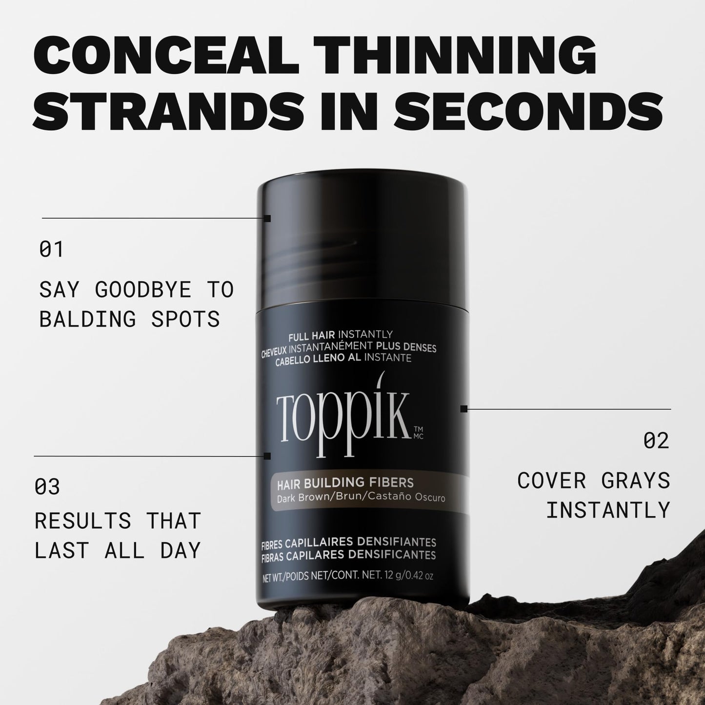 TOPPIK Hair Building Fibers, 27.5 g, Fill In Fine or Thinning Hair, Instantly Thicker Looking, Multiple Shades for Men & Women