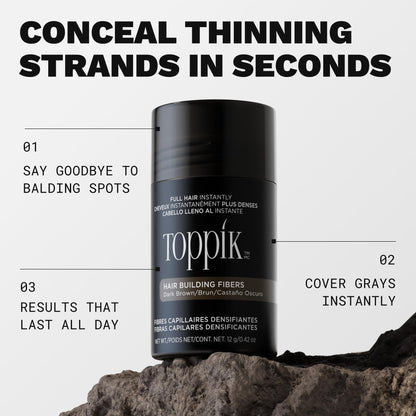 TOPPIK Hair Building Fibers, 27.5 g, Fill In Fine or Thinning Hair, Instantly Thicker Looking, Multiple Shades for Men & Women