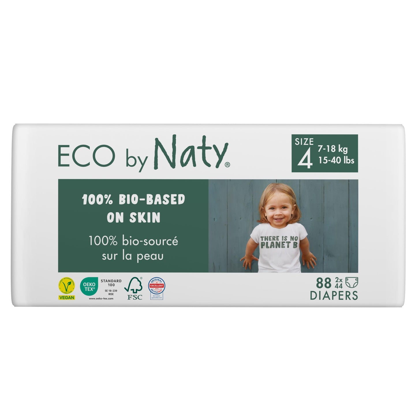 Naty Baby Diapers - 100% Plant-Based Materials on Skin, Extra Soft, for Sensitive Skin & Super Absorbent (Size 4, 88 Count) 🍁 All In One Marketplace Canada