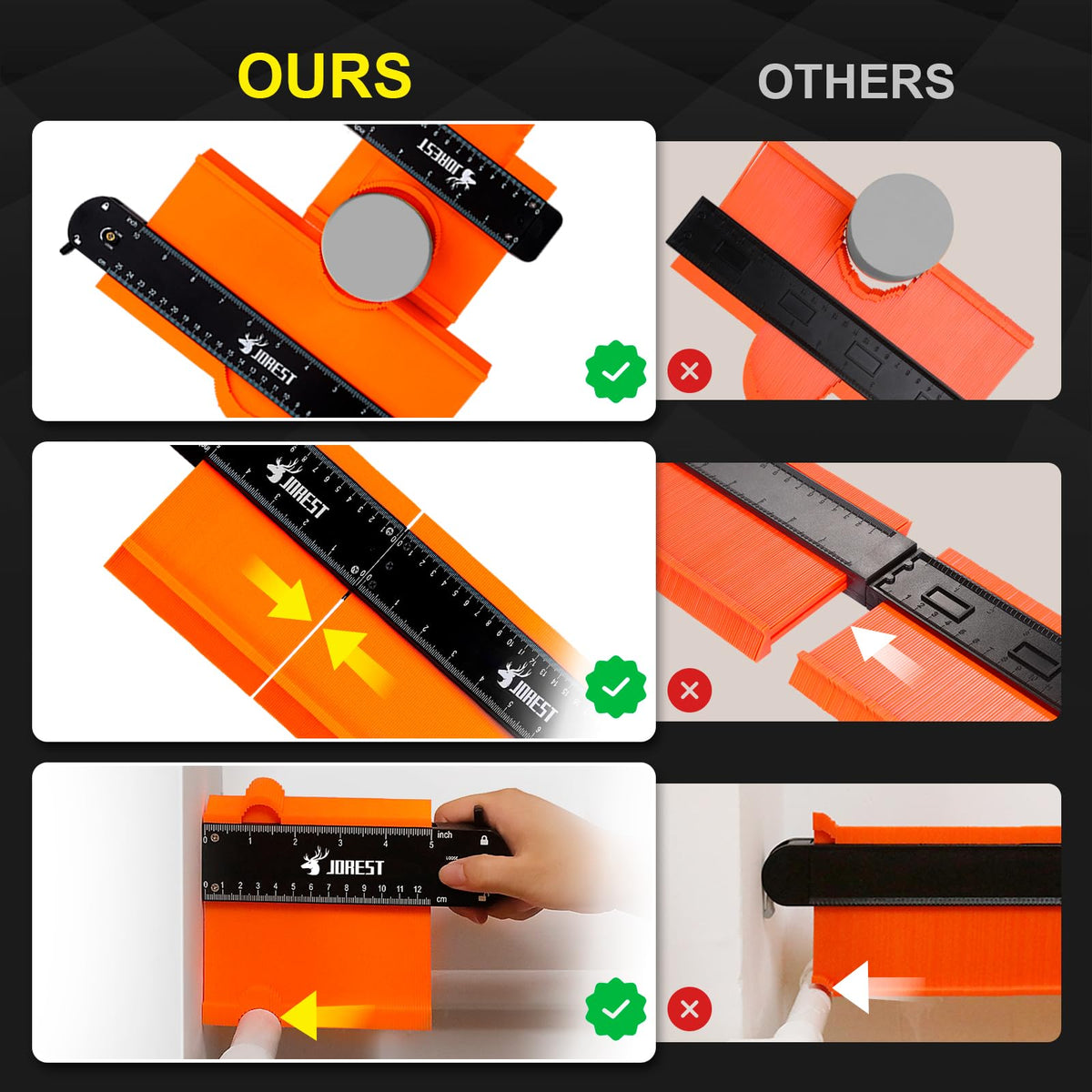JOREST Connectable Profile Gauge Christmas Gift Ideas 10+5 Inch, Stocking Stuffers for Men Dad Husband Him, Contour Duplicator with Lock, Shape Outline Tool, Woodworking Tile Flooring, Angle Measuring 🍁 All In One Marketplace Canada