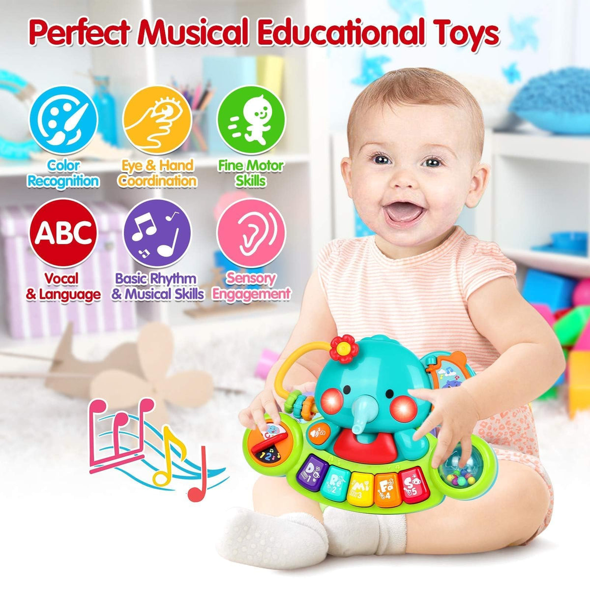 Baby Piano Toys 6-12 Months, Elephant Piano Keyboard Newborn & Infant Toys 🍁 All In One Marketplace Canada