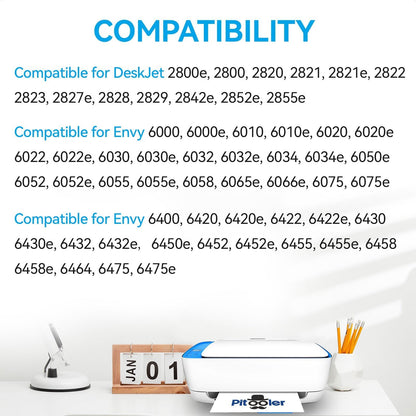 67XL Ink Cartridges Compatible for HP 67 Ink Cartridges Combo Pack Black Color Fit for Deskjet 2855e 4255e 2700 2755e 2734e 2842e 4255e 2827e 2723e 4155e 2742e Envy 6455e 6055e 6000 Printer