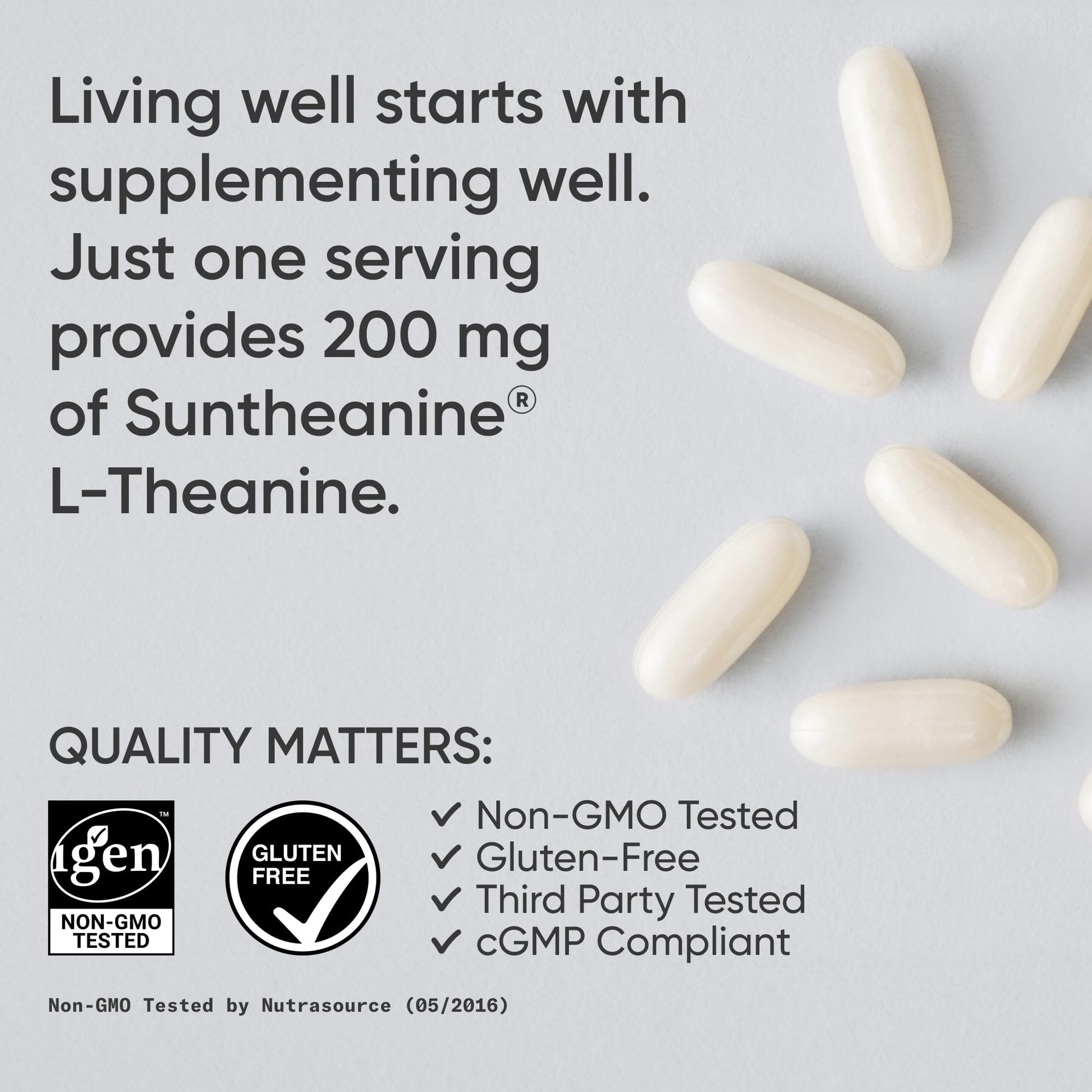 Sports Research® Double Strength ‘Suntheanine’ L-Theanine with Organic Coconut Oil - Promotes Alertness, Focus, and Relaxation without Drowsiness - 200 mg L Theanine Supplement - 60 Softgel Capsules - Available at All In One Marketplace Canada
