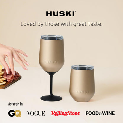Huski Wine Tumbler 2.0 | New | Award-Winning Design with Detachable Stem | Premium Stainless Steel Wine Glass with Lid | Triple Insulated Tumbler | 355ml Capacity | Great Gift (Champagne)