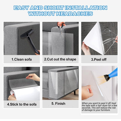 Cat Scratch Protector 15.7" x 118" Self-Adhesive Single Side Furniture Protectors from Cats Scratch Cat Couch Scratch Protector Transparent DIY Cutting Anti Scratch Furniture