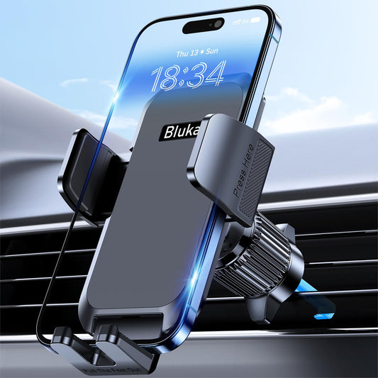 Blukar Phone Holder Car, Air Vent Car Phone Mount with Upgraded Ultra Stable Hook Clip, 360° Rotation, One Button Release Cellphone Holder for iPhone, Google, Galaxy and All Mobile Phones - Available at All In One Marketplace Canada