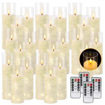 Flickering Flameless Candles with Remote and 2/4/6/8 H Timer Starry Lights candle Pack of 24 (D2.17"x H 5"6"7")with Realistic Moving Wick Candles for Valentine's Day Christmas & Home Decor,weeddings.. 🍁 All In One Marketplace Canada