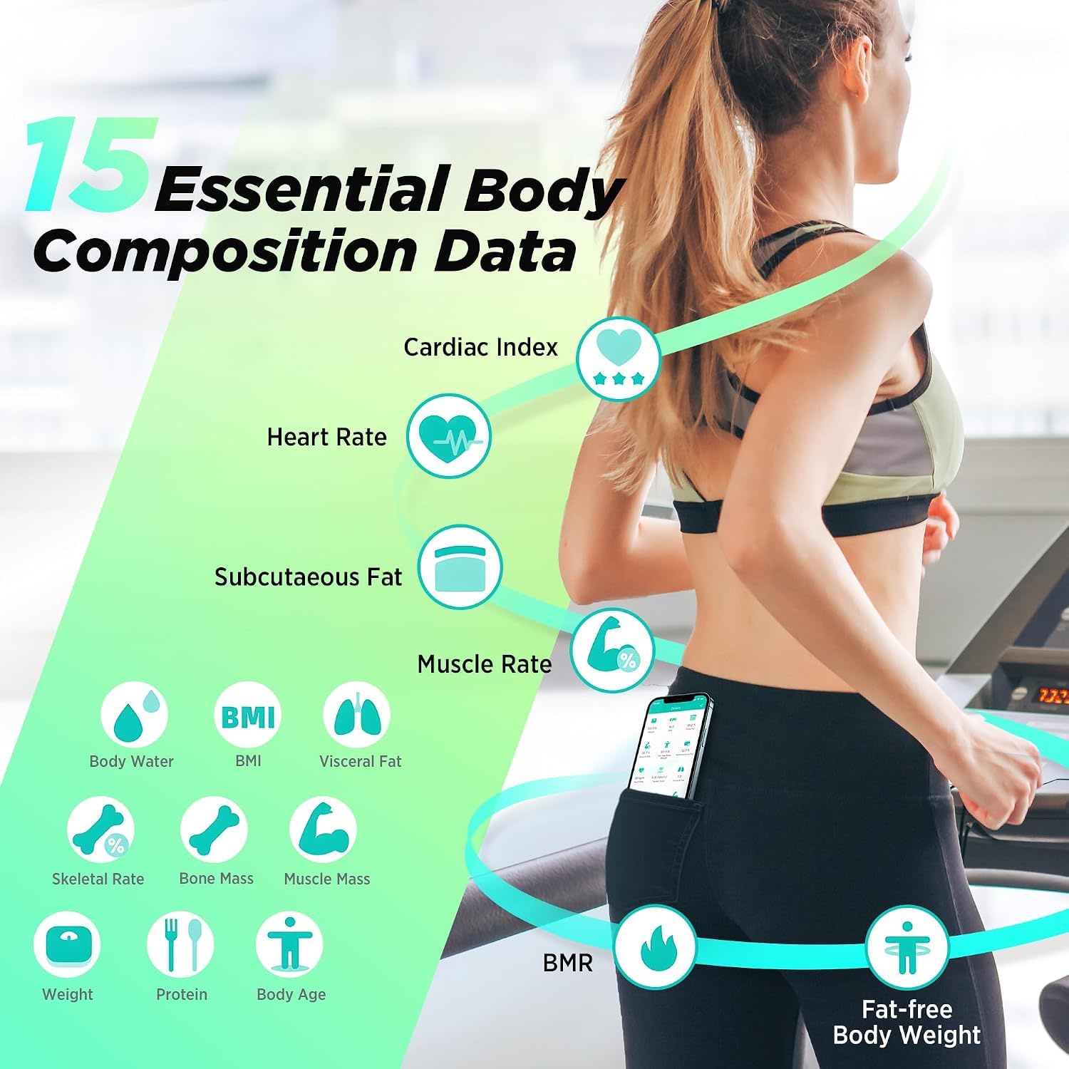 RunStar Smart Scale for Body Weight and Fat Percentage, High Accuracy Digital Bathroom Scale with Large Display for BMI Heart Rate 15 Body Composition Analyzer Sync with Fitness App 400lb runstar