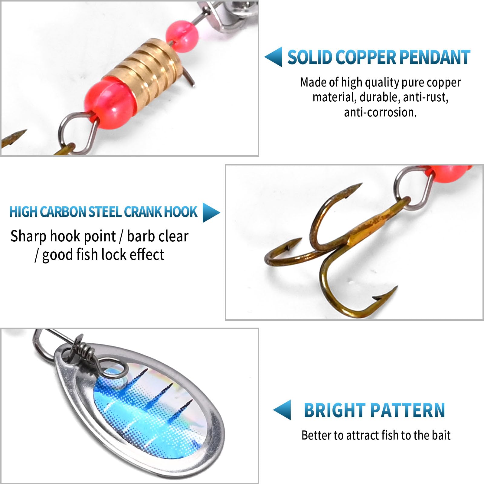 Vkinman 16 Pcs Fishing Lures Spinner Bait with Treble Hooks for Bass Trout Salmon Fishing Tackle Spinnerbait Spoons Metal Sequins Spinners Baits Fishing Bait for Freshwater Saltwater Fishing - Available at All In One Marketplace Canada