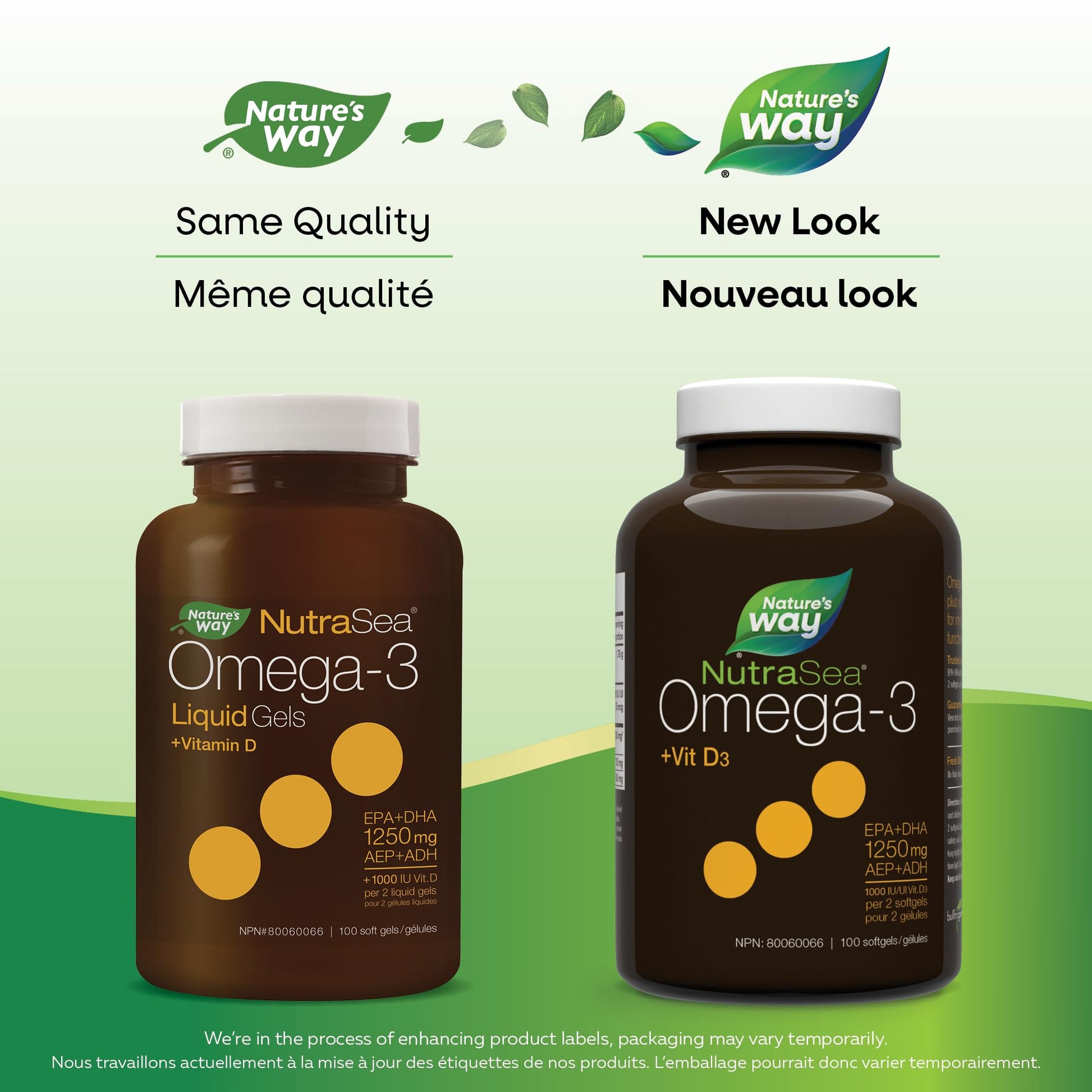 Nature's Way NutraSea Omega-3 and Vitamin D Soft Gels - Fish Oil Supplement with EPA and DHA – Helps Support the Maintenance of Good Health – Mint Flavour, 100 Softgels Nature's Way