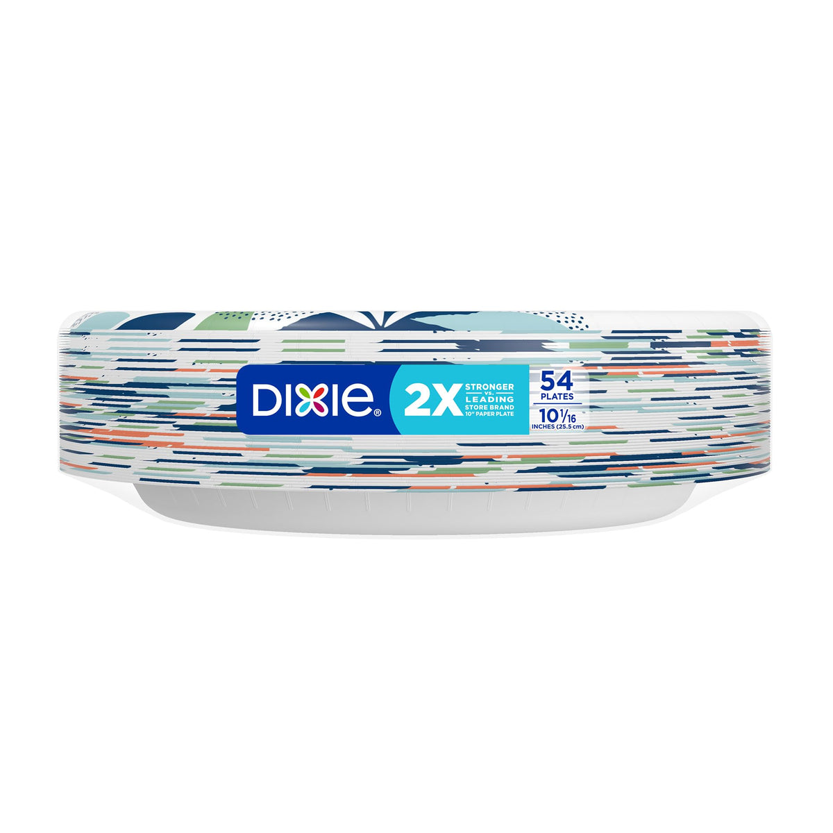 Dixie Large Paper Plates, 10 Inch, 54 Count, 2X Stronger*, Microwave-Safe, Soak-Proof, Cut Resistant, Disposable Plates for Everyday Breakfast, Lunch, & Dinner Meals