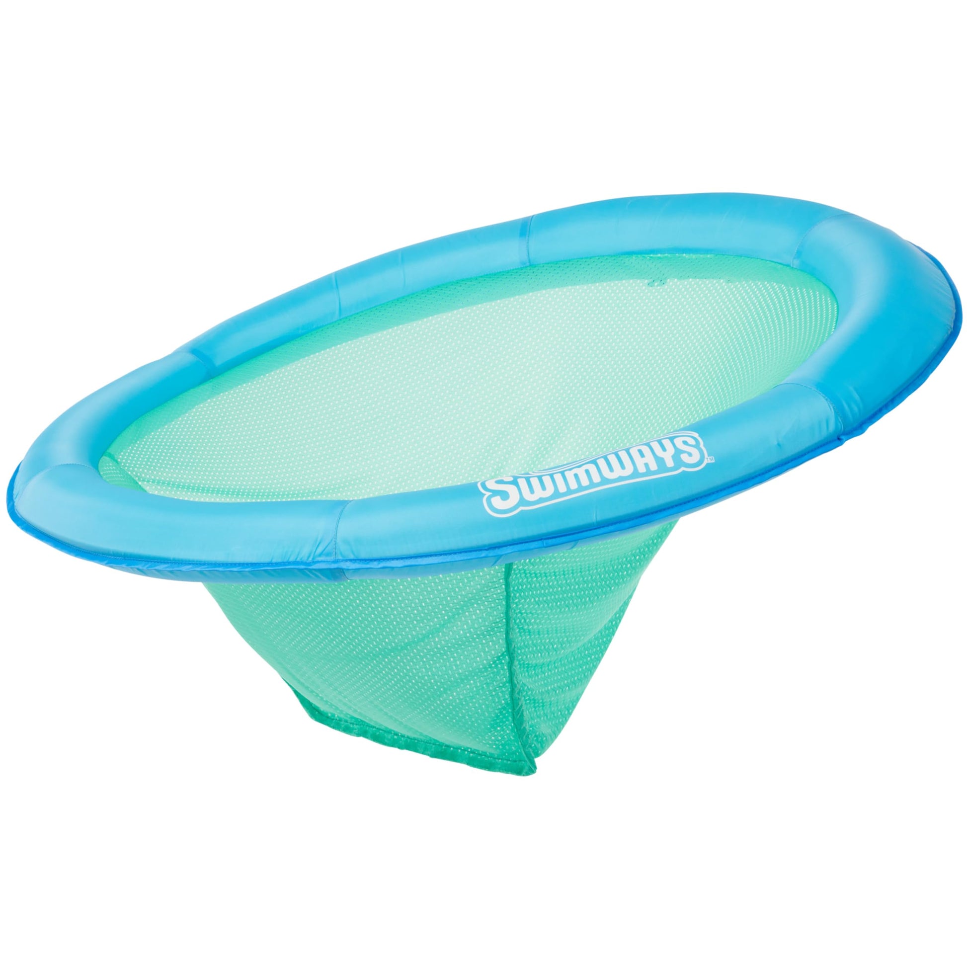 SwimWays Spring Float Premium Papasan Pool Lounger, Inflatable Pool Floats Adult with Fast Inflation for Ages 15 & Up, Sky Blue SwimWays