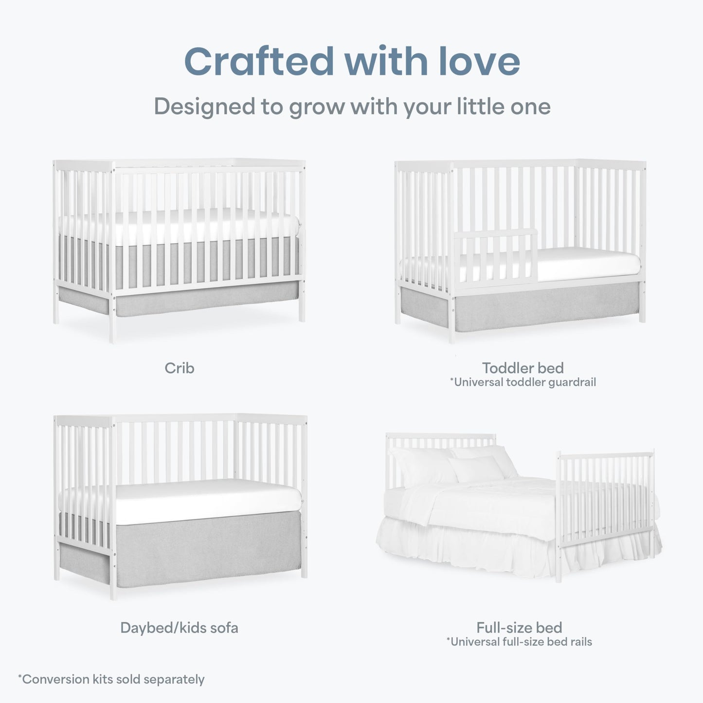 Dream On Me Synergy 5-in-1 Convertible Crib in White, Greenguard Gold Certified, BSA Certified, 3 Mattress Height Settings, Classic Nursery Furniture 🍁 All In One Marketplace Canada