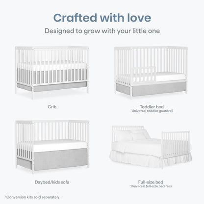Dream On Me Synergy 5-in-1 Convertible Crib in White, Greenguard Gold Certified, BSA Certified, 3 Mattress Height Settings, Classic Nursery Furniture 🍁 All In One Marketplace Canada