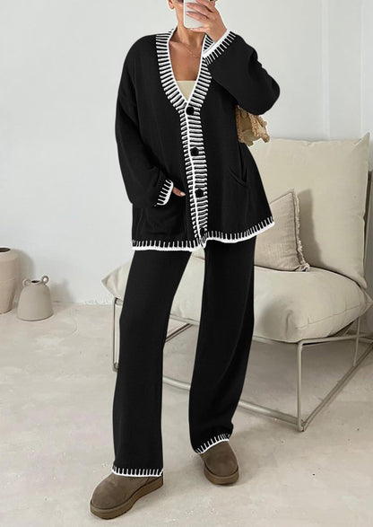 PRETTYGARDEN Women's Fall 2 Piece Knit Sweater Lounge Set(Black,XL) 🍁 All In One Marketplace Canada
