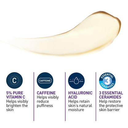CeraVe Skin Renewing Vitamin C Eye Cream for Dark Circles & Fine Lines with 5% Pure Vitamin C, Hyaluronic Acid, & Caffeine, Hydrating & Brightening Anti-Aging Eye Treatment, Fragrance-Free, 15mL - Available at All In One Marketplace Canada