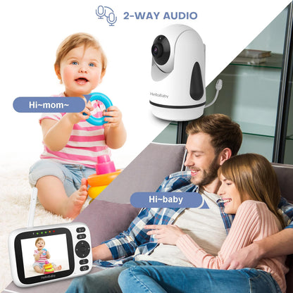 HelloBaby Baby Monitor No WiFi,Video Baby Monitors with Camera and Audio,3.2'' IPS Screen, Remote Pan-Tilt-Zoom Baby Camera Monitor,Plug&Play,Night Vision,1000ft Range,2-Way Talk, ECO Mode,Temperature - Available at All In One Marketplace Canada