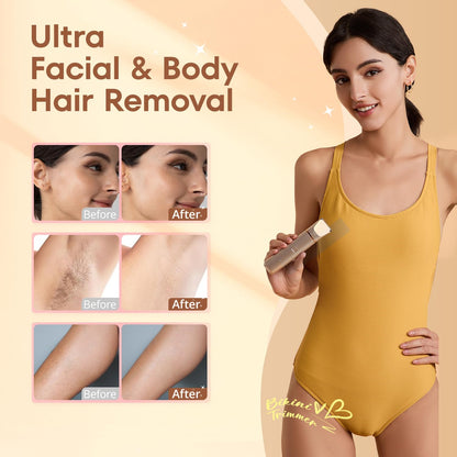 VG VOGCREST Bikini Trimmer for Women: 2-in-1 Rechargeable Painless Body Shaver - Portable Travel-Friendly Pubic Grooming Kit for Underarm Leg Arm (Champagne Gold)