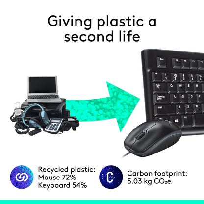 Logitech MK120 Full Size Wired Keyboard and Mouse Combo - Black