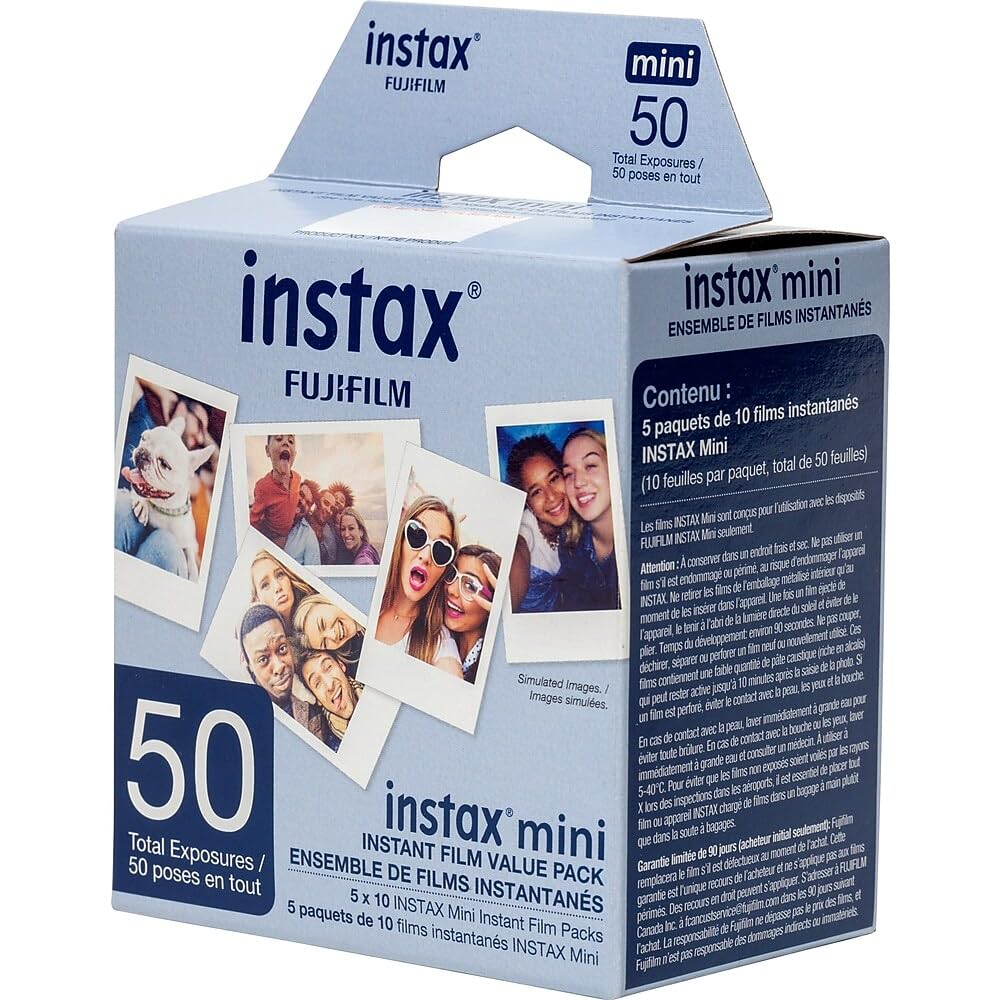 Fujifilm Instax Mini Film, White Multi-Pack (50 Exposures)