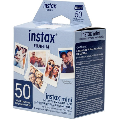Fujifilm Instax Mini Film, White Multi-Pack (50 Exposures)