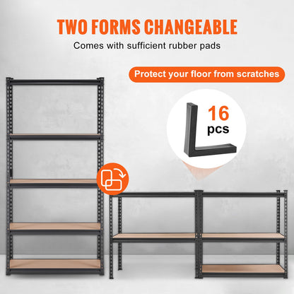 VEVOR Storage Shelving Unit, 5-Tier Adjustable, 2000 lbs Capacity, Heavy Duty Garage Shelves Metal Organizer Utility Rack, Black, 36" L x 18" W x 72" H for Kitchen Pantry Basement Bathroom Laundry 🍁 All In One Marketplace Canada