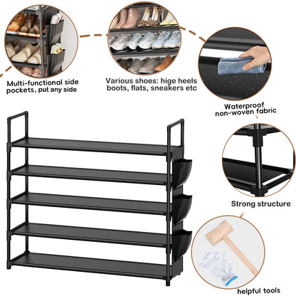 Shoe Rack 5 Tier Shoe Organizer Shoe Storage 20-25 Pairs for Closet Entryway Shoes Holder Space Saving Tall Shoes Shelf for Bedroom Garage Door - Available at All In One Marketplace Canada