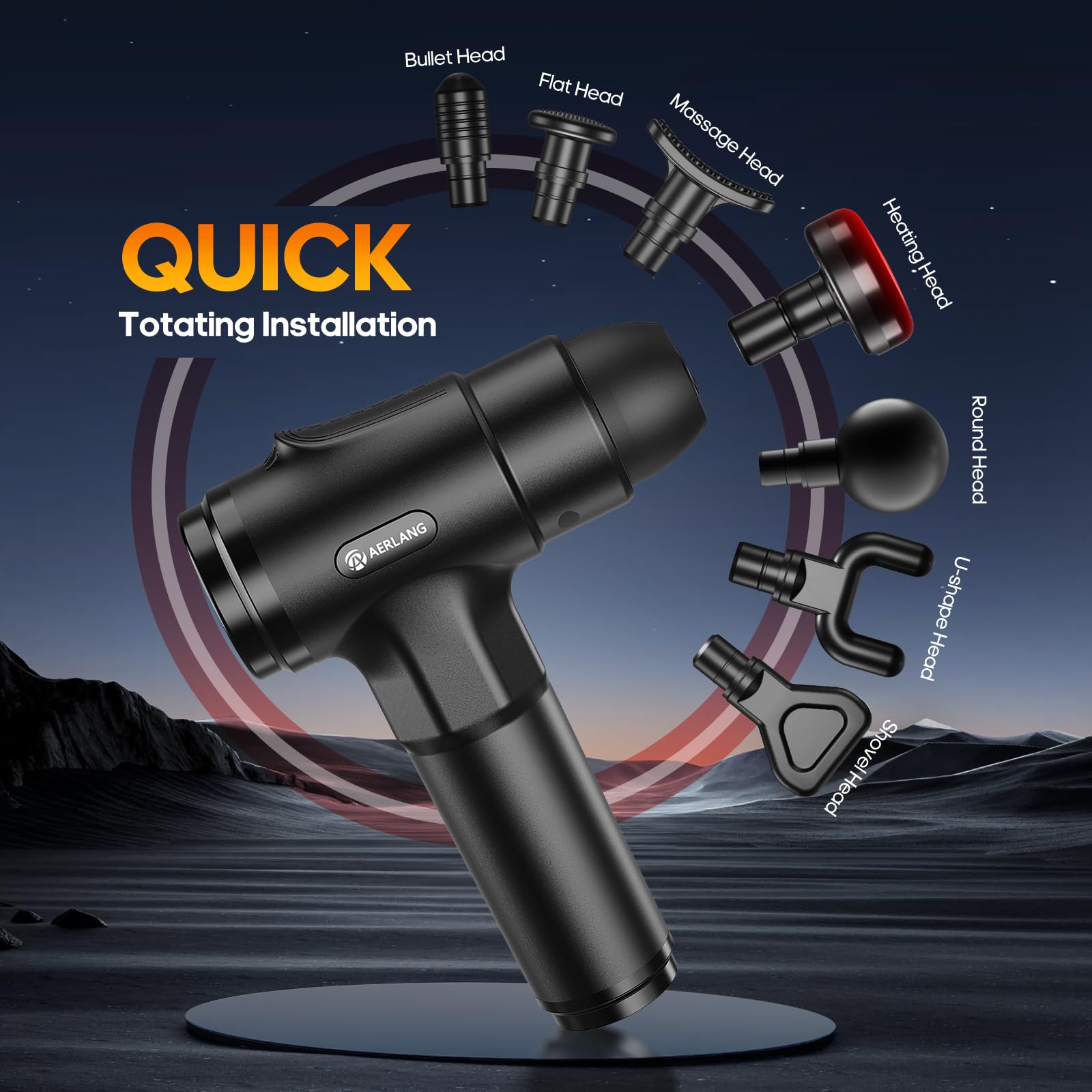 AERLANG Massage Gun with Heat,Percussion Massage Gun, Upgrade Muscle Handheld Deep Tissue Massager - Adjustable Heads for Muscle Groups 20 Speed Option,Mothers Day Gift for Mom Dad Men Women - Available at All In One Marketplace Canada