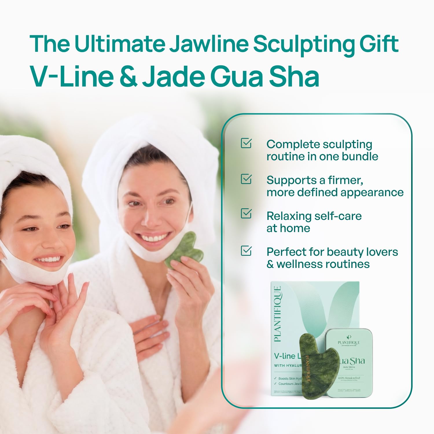 Plantifique V-Line Face Mask with Hyaluronic Acid, 5 Pack Chin Strap for Double Chin, V Line Lifting Masks - V Shape Face Tape, Jawline & Neck Mask for Skin Firming - Available at All In One Marketplace Canada