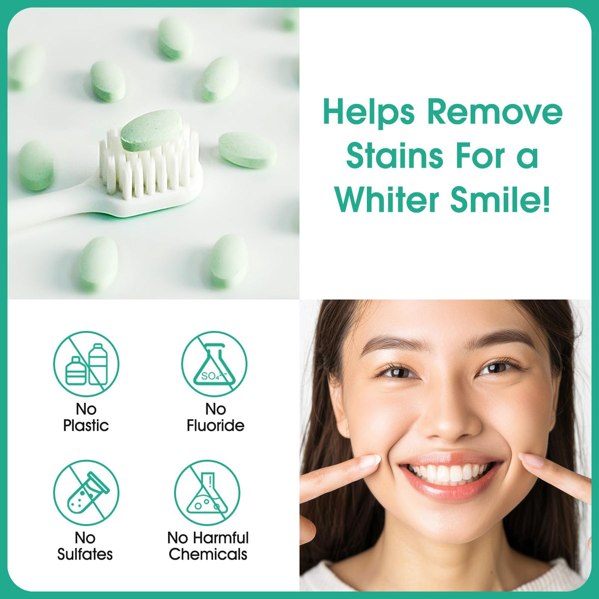 Toothpaste Tablets 150pcs Chewable Whitening - for Sensitive Teeth & Antiplaque - Nano Hydroxyapatite, Natural Peppermint, Fluoride Free - Strengthen & Protect Enamel - Fresh Breath 🍁 All In One Marketplace Canada