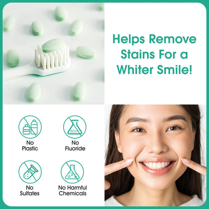 Toothpaste Tablets 150pcs Chewable Whitening - for Sensitive Teeth & Antiplaque - Nano Hydroxyapatite, Natural Peppermint, Fluoride Free - Strengthen & Protect Enamel - Fresh Breath 🍁 All In One Marketplace Canada