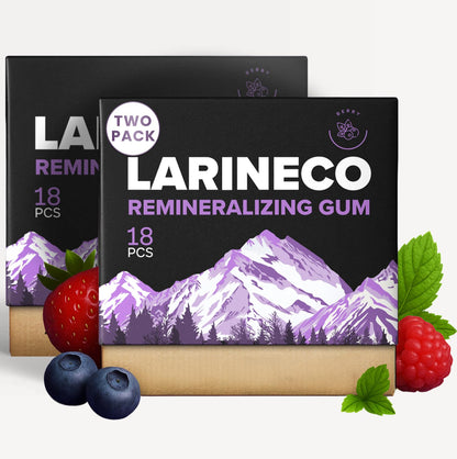 Larineco Remineralizing Gum with Nano Hydroxyapatite & Xylitol – Sugar-Free Berry Flavor – Plastic-Free, Dye-Free, Aspartame-Free – Natural Base – 36 Pieces (2 Pack)