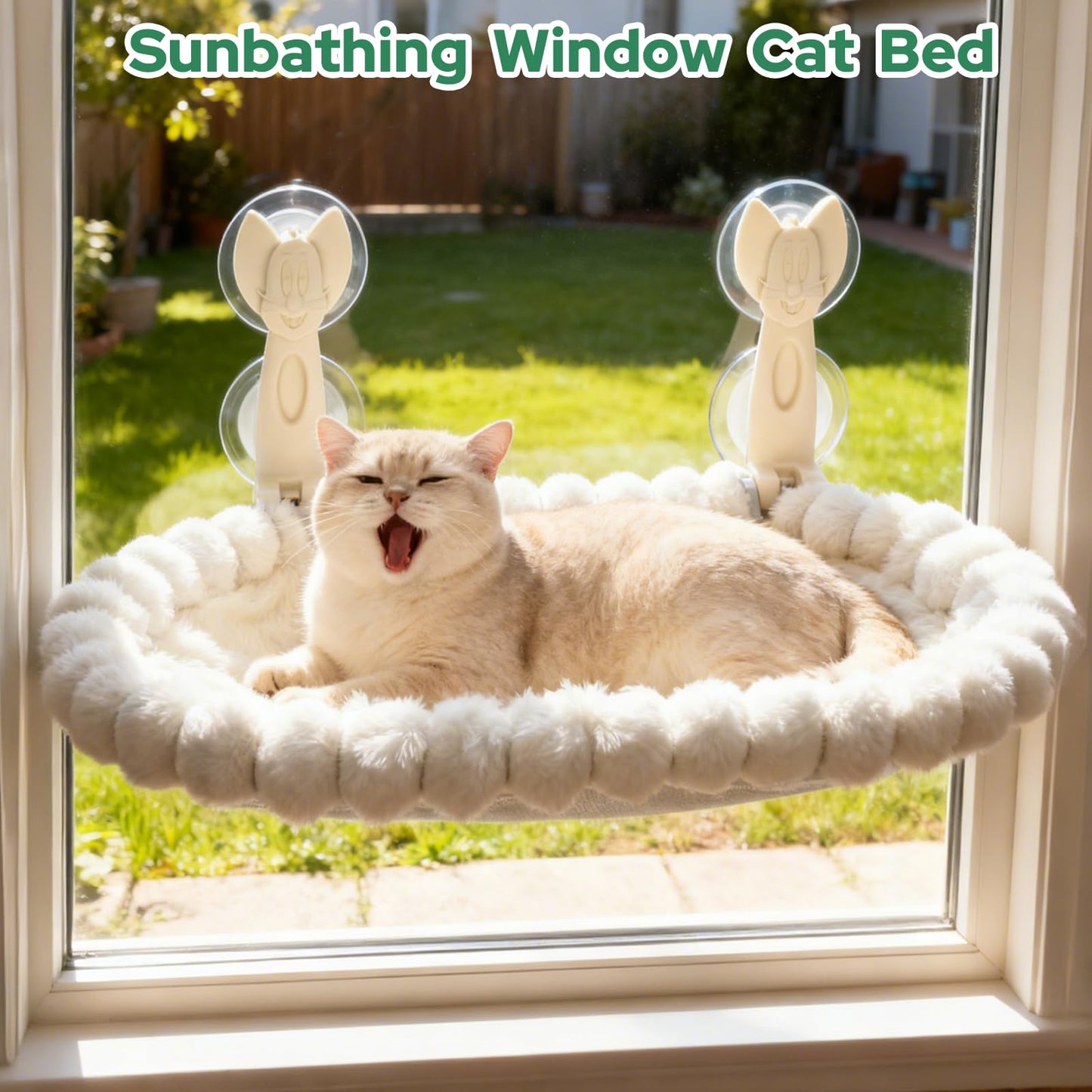 Ceecysaa Cat Window Perch, Cat Hammock Cordless Window Bed with Easy Assembly Strong Metal Frame and Removable Soft Cover, 4 Strong Suction Cups Soft Cover Foldable Cats Shelf Seat for Indoor Cats - Available at All In One Marketplace Canada