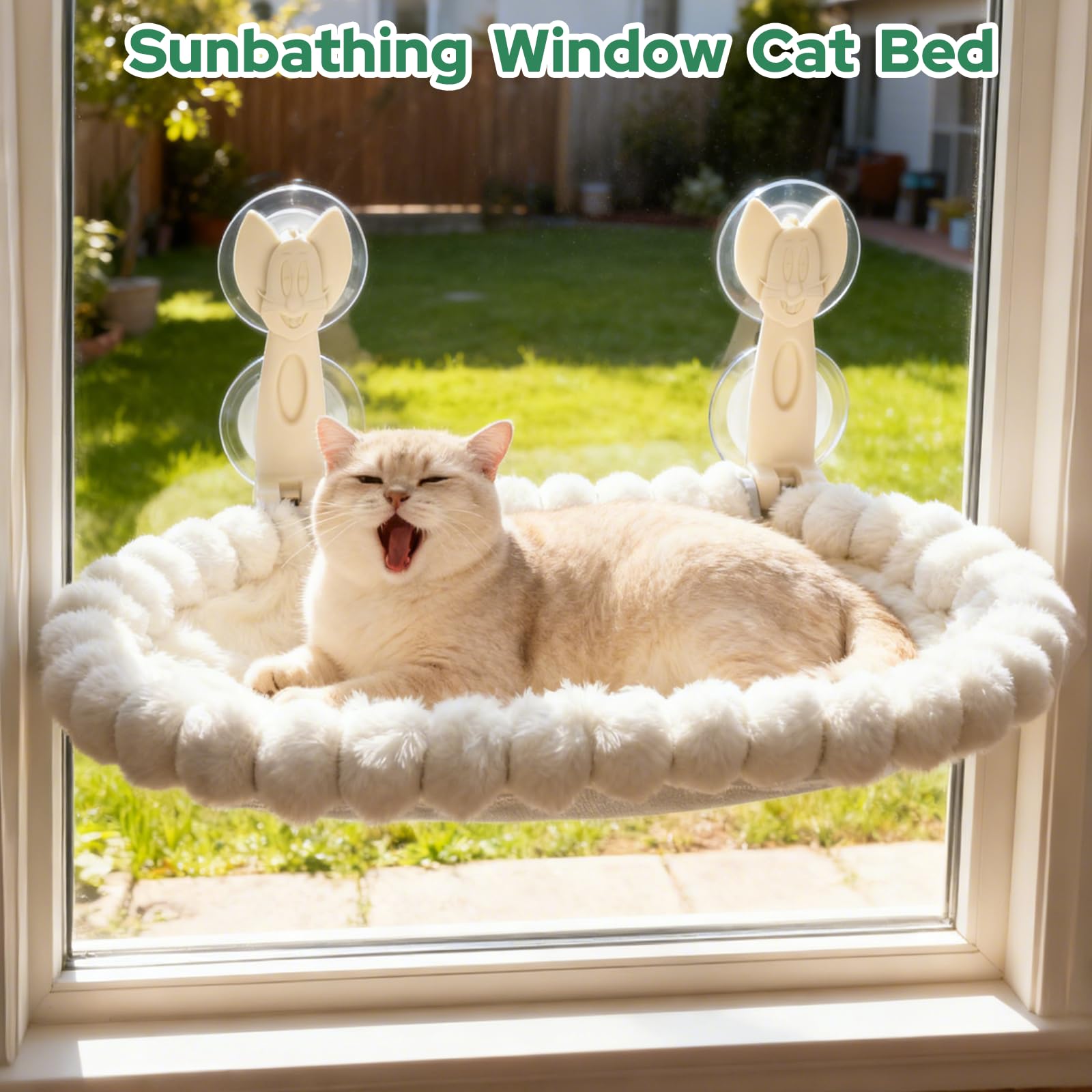 Ceecysaa Cat Window Perch, Cat Hammock Cordless Window Bed with Easy Assembly Strong Metal Frame and Removable Soft Cover, 4 Strong Suction Cups Soft Cover Foldable Cats Shelf Seat for Indoor Cats - Available at All In One Marketplace Canada
