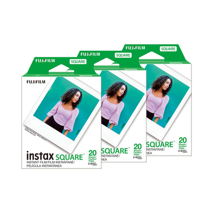 Fujifilm Instax Square Film, White Multi-Pack (Pack of 3, 60 Shots Total)