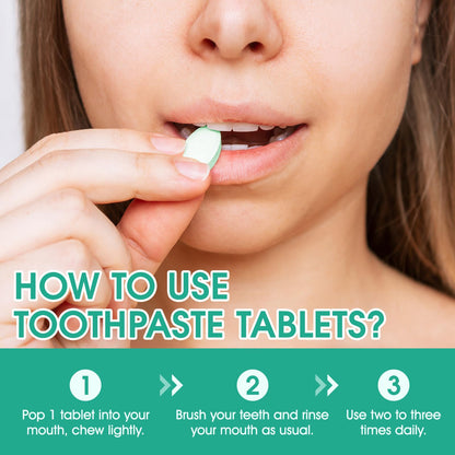 Toothpaste Tablets 150pcs Chewable Whitening - for Sensitive Teeth & Antiplaque - Nano Hydroxyapatite, Natural Peppermint, Fluoride Free - Strengthen & Protect Enamel - Fresh Breath 🍁 All In One Marketplace Canada