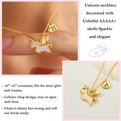 Jesvo Unicorn Necklace Gifts for Girls Women, Initial A Jewelry Birthday Valentine Gifts Ideas Christmas Stocking Stuffers for Her Kids Teen Tween Daughter Wife Girlfriend Mom Age 5-15 licorne bff 🍁 All In One Marketplace Canada